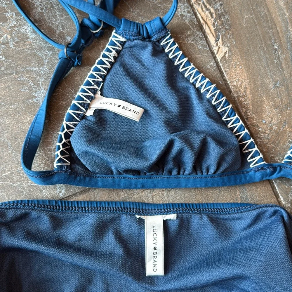 Lucky Brand Junior's Stitch in Time Triangle Bikini Top